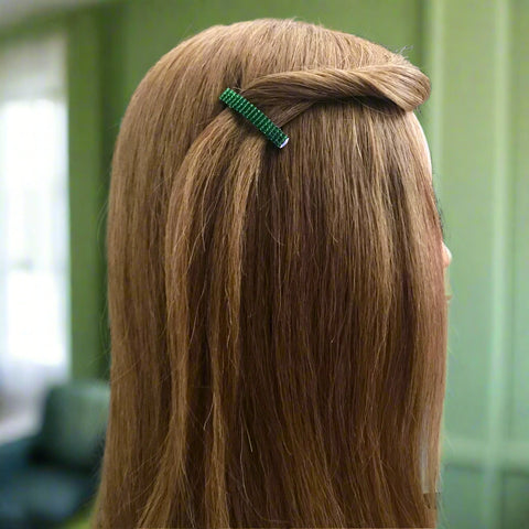 Mini Transparent Dark Green French Style Barrettes, 40mm