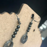Winged Heart Black Statement Earrings With Lever Back Closure