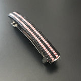 Black And Pink Striped French Barrette, Medium, 70mm