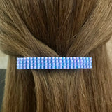 Pink Lined Purple French Barrette For Long Hair, 80mm