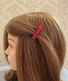 Mini French Style Barrettes, 40mm, Ruby Red Color, Set of Two