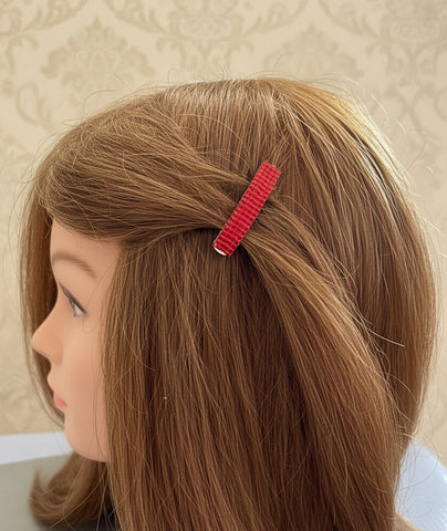 Mini French Style Barrettes, 40mm, Ruby Red Color, Set of Two