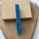 Large Blue French Barrette, Silver Lined Dark Aqua Color, 80mm