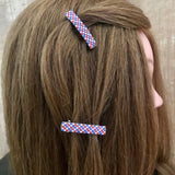Patriotic Mini French Barrettes, 40mm, Silver Accent