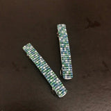 Lagoon Mix, Blue, Green, And White Color Mix, Small French Style Barrettes, 50mm