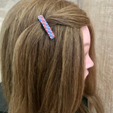 Patriotic Mini French Barrettes, 40mm, Silver Accent