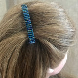 Metallic Iris Blue Medium French Barrette, 70mm