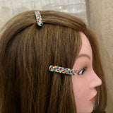Rainbow Color Mix MINI French Style Barrettes, 40mm, Set of Two