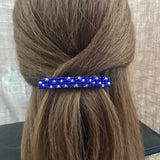 Silver Lined Cobalt Blue Colored French Barrette, 80mm