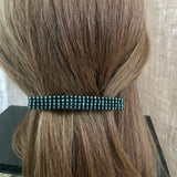 Large Pink Lined Green French Barrette, 90mm