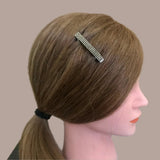 Gold Color Lined Crystal Color Small French Style Barrettes, 50mm