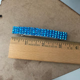 Large Blue French Barrette, Silver Lined Dark Aqua Color, 80mm