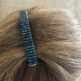 Metallic Iris Blue Medium French Barrette, 70mm