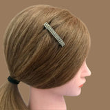 Gold Color Lined Crystal Color Small French Style Barrettes, 50mm