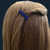 Transparent Cobalt Blue Mini French Style Barrettes, 40mm, Set of Two
