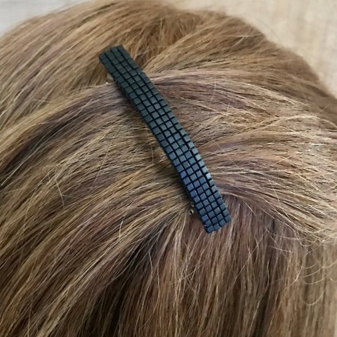 Matte Black Color Small French Style Barrettes, 60mm