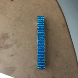 Large Blue French Barrette, Silver Lined Dark Aqua Color, 80mm