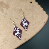 Deer Dangle Earrings In Purple Green White