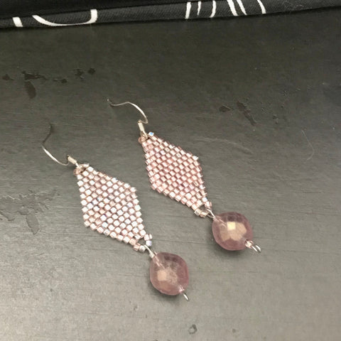 Lavender Color Long Dangle Earrings