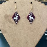 Deer Dangle Earrings In Purple Green White