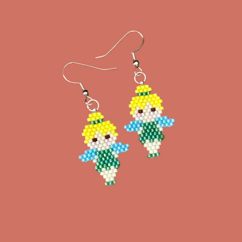 Yellow Haired Fairy Dangle Earrings, Fairytale And Fantasy Jewelry