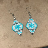 Snowflake White And Light Blue Dangle Earrings Winter Jewelry