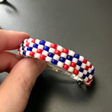 Matte Red, White, And Blue Color French Ponytail Holder