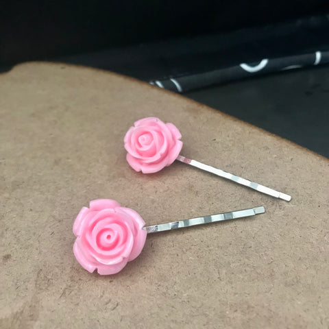 Light Pink Rose Bobby Pins