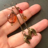Fortune Cookie Earrings, Chinese Takeout Jewelry