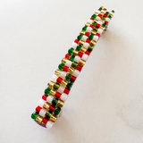 French Barrette 90mm, Christmas Inspired, Red, White, Green, and Gold