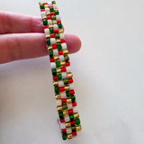 French Barrette 90mm, Christmas Inspired, Red, White, Green, and Gold