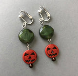 Pumpkin Clip-On Earrings, Modern Autumn Jewelry For Non Pierced Ears