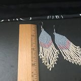 Long Beaded Pastel Earrings, Blue, Pink, And Light Beige