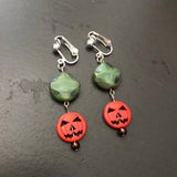 Pumpkin Clip-On Earrings, Modern Autumn Jewelry For Non Pierced Ears