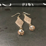 Gold Color Dressy Dangle Earrings With Raindrop Pendant Crystal