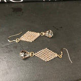 Gold Color Dressy Dangle Earrings With Raindrop Pendant Crystal
