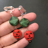 Pumpkin Clip-On Earrings, Modern Autumn Jewelry For Non Pierced Ears