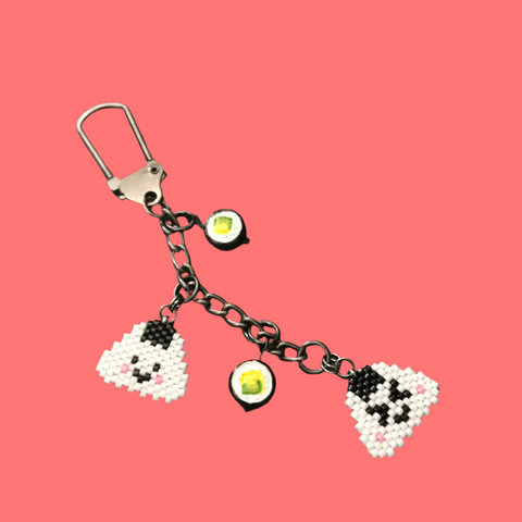 Rice Ball Charm With Ceramic Mini Sushi Bead Accent