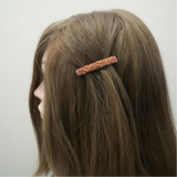 Shiny Red, Orange, And Silver Lined Yellow Small French Style Barrettes, 50mm