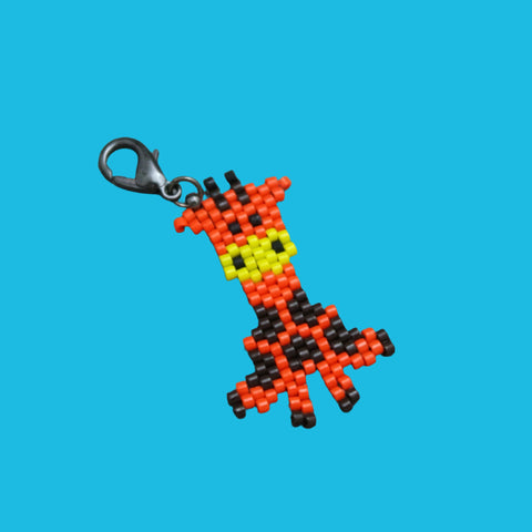 Baby Giraffe, Hand Beaded Charm With Lobster Clasp