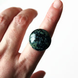 Large Marbled Gray And Black Round Glass Statement Ring