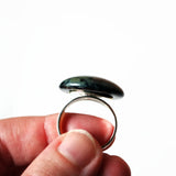 Large Marbled Gray And Black Round Glass Statement Ring