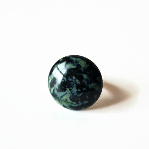 Large Marbled Gray And Black Statement Ring