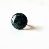 Large Marbled Gray And Black Round Glass Statement Ring