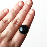 Blue Goldstone Ring With Adjustable Gold Plated Band