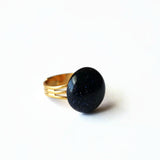 Blue Goldstone Ring With Adjustable Gold Plated Band