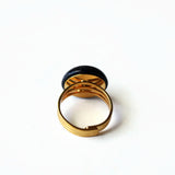 Blue Goldstone Ring With Adjustable Gold Plated Band