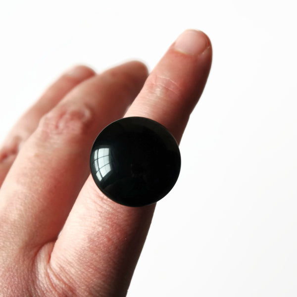 Large Black Round Statement Ring