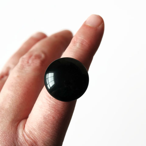 Large Black Round Statement Ring