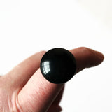 Large Black Round Glass Statement Ring, Adjustable Silver Plated Band